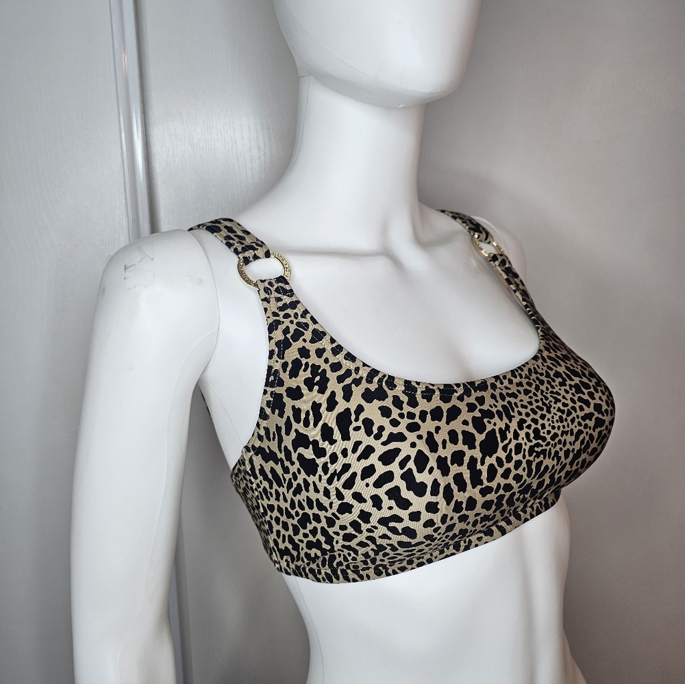 Michael Kors Leopard Print Women's Bralette Swimsuit Top Bikini Top Size S